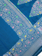 Peacock Blue Banarasi Soft Silk Saree with Meenakari Zari Weaving