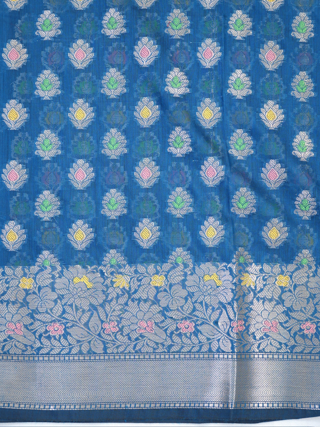 Peacock Blue Banarasi Soft Silk Saree with Meenakari Zari Weaving