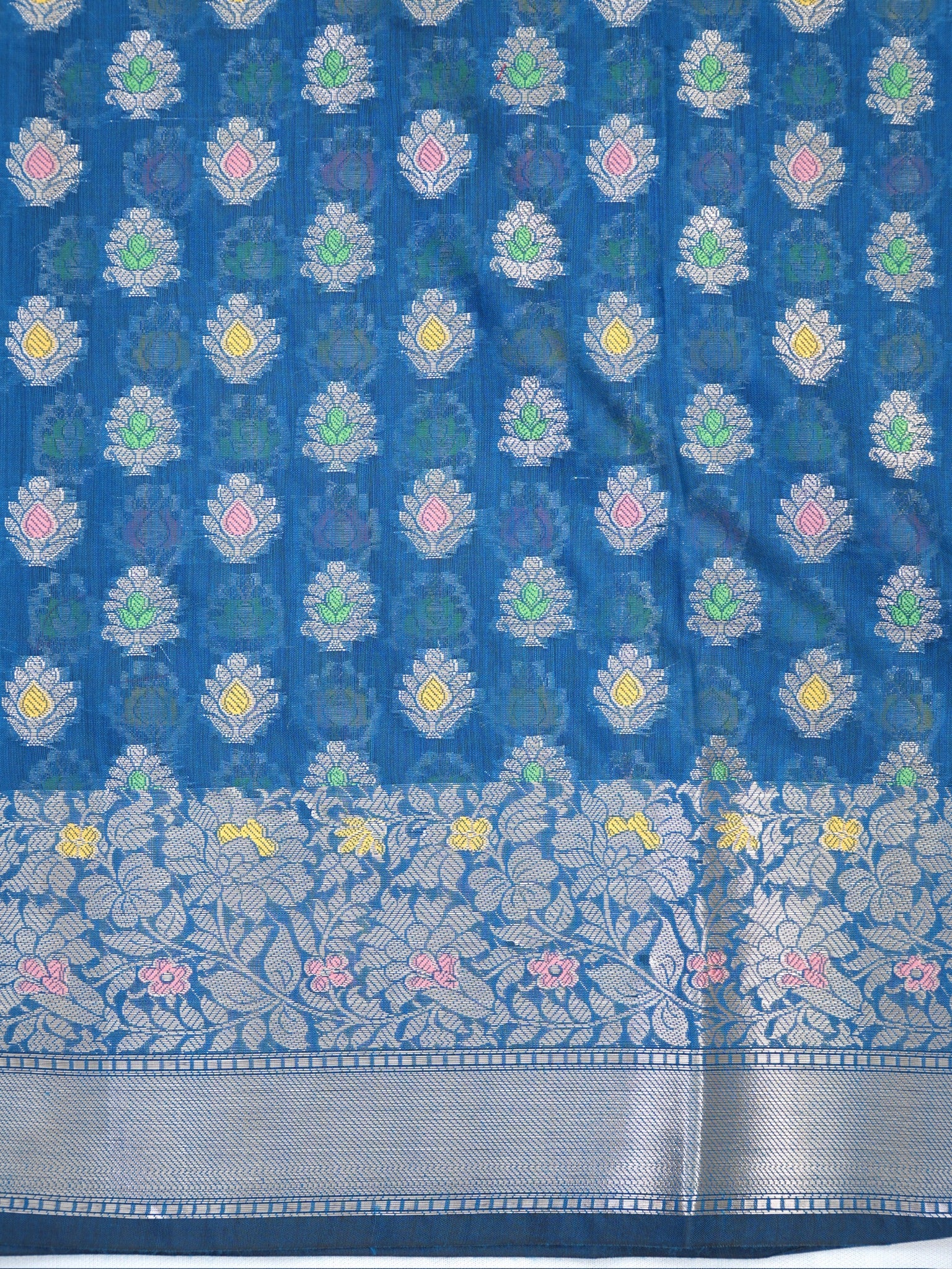 Peacock Blue Banarasi Soft Silk Saree with Meenakari Zari Weaving