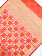 Orange Banarasi Soft Kota Silk Saree with Geometric &amp; Floral Weave