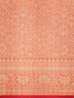 Orange Banarasi Soft Kota Silk Saree with Geometric &amp; Floral Weave