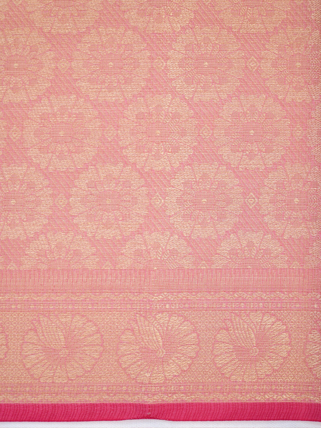 Rani Pink Banarasi Soft Kota Silk Saree with Geometric Check &amp; Floral Meenakari Weave