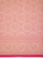 Rani Pink Banarasi Soft Kota Silk Saree with Geometric Check &amp; Floral Meenakari Weave