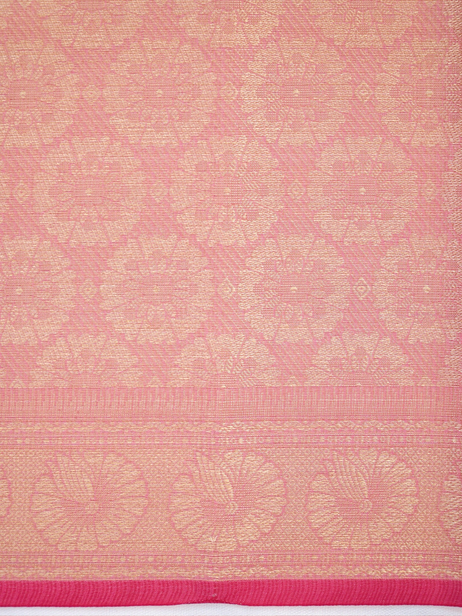 Rani Pink Banarasi Soft Kota Silk Saree with Geometric Check &amp; Floral Meenakari Weave