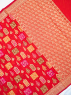 Red Banarasi Soft Kota Silk Saree with Meenakari Zari Motifs
