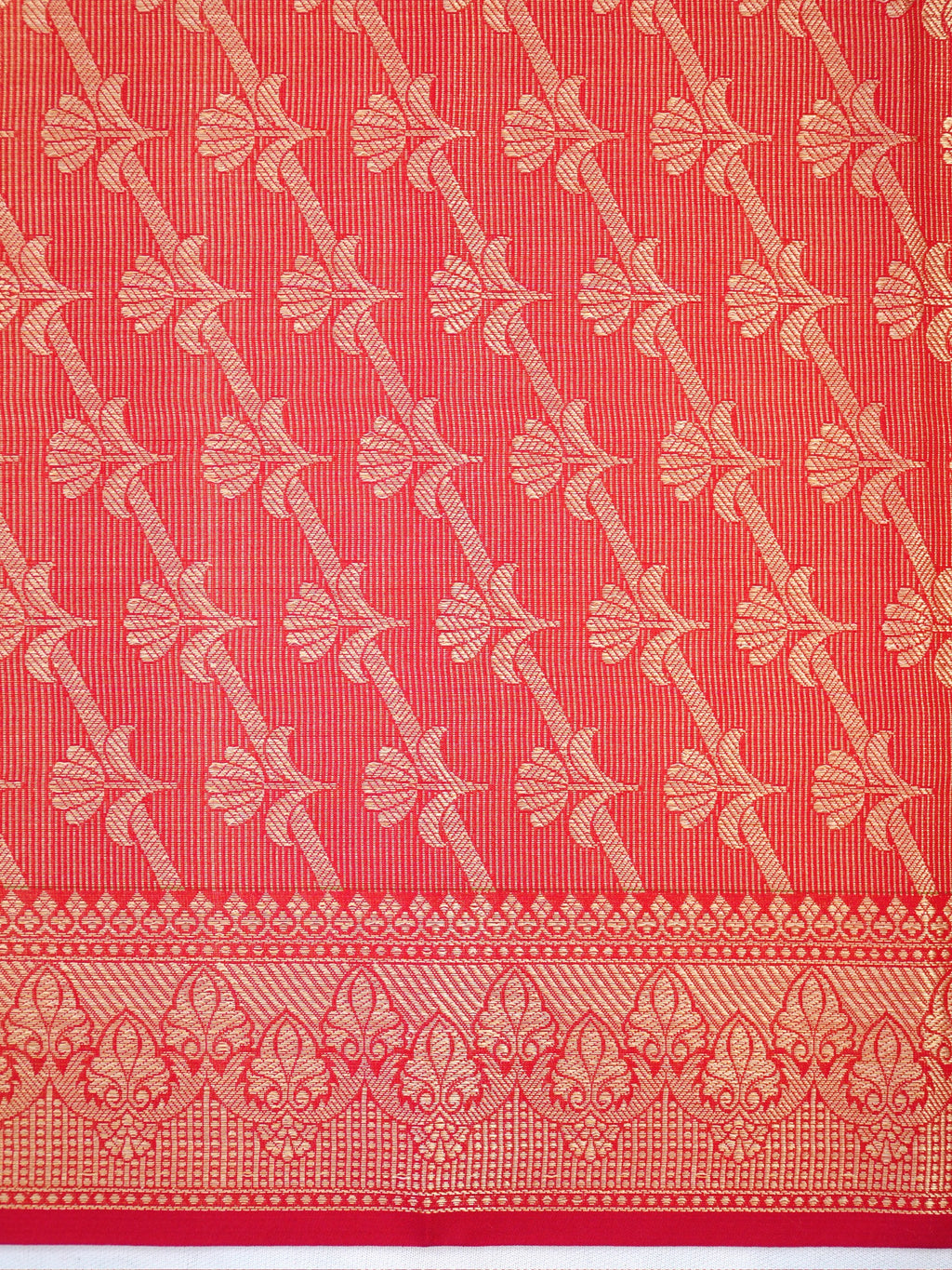 Red Banarasi Soft Kota Silk Saree with Meenakari Zari Motifs