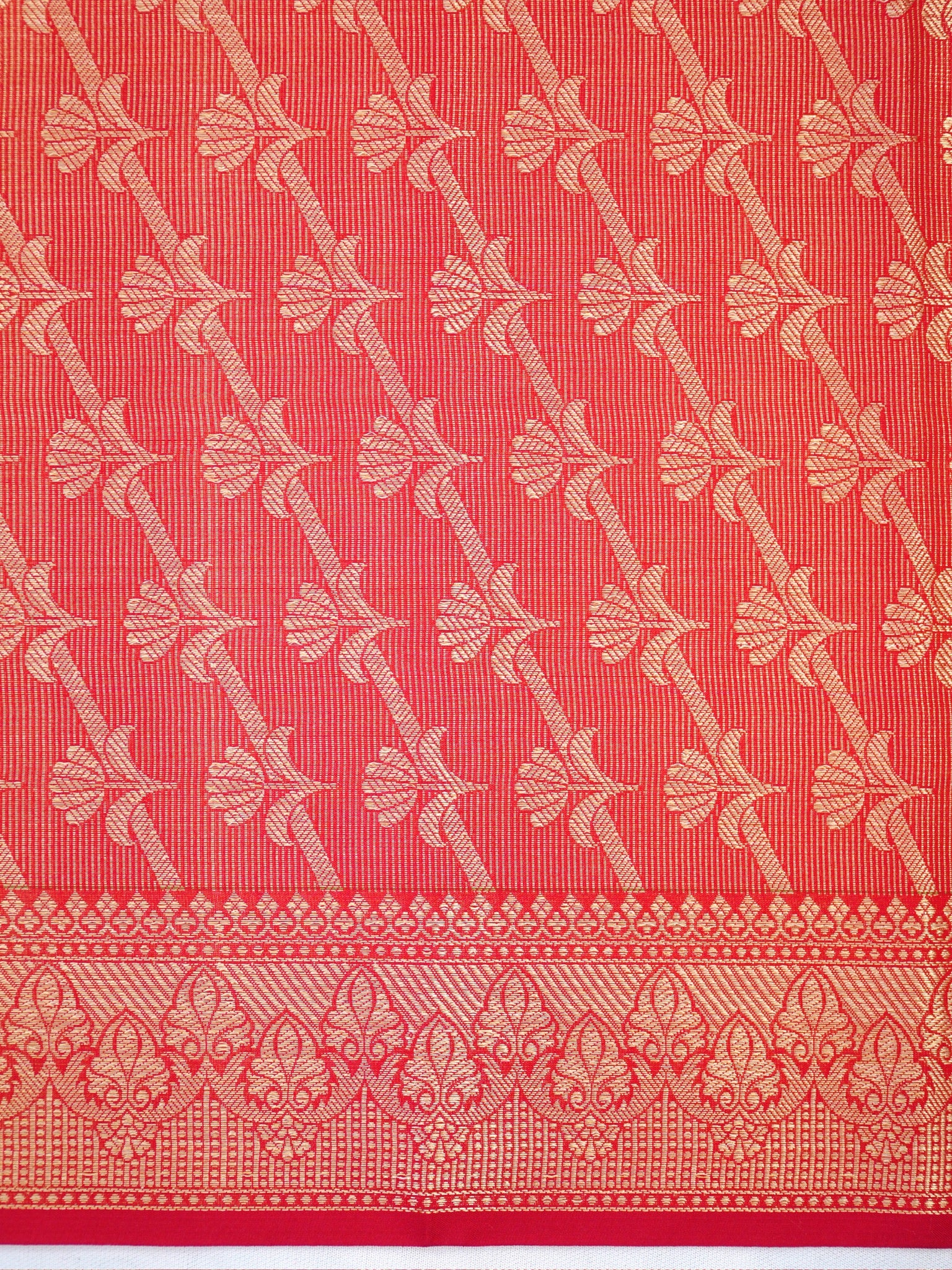 Red Banarasi Soft Kota Silk Saree with Meenakari Zari Motifs