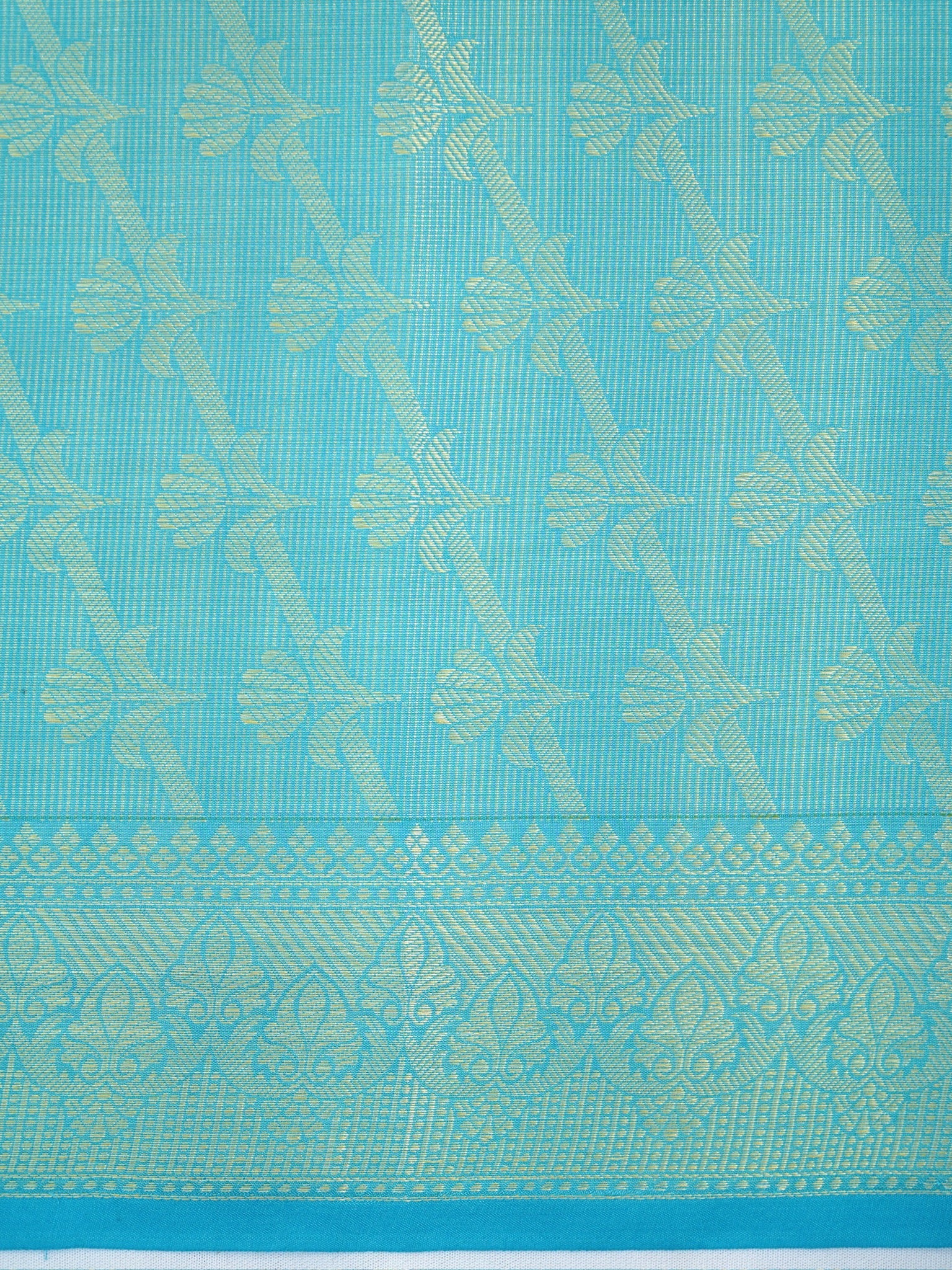 Sky Blue Banarasi Soft Kota Silk Saree with Meenakari Zari Motifs