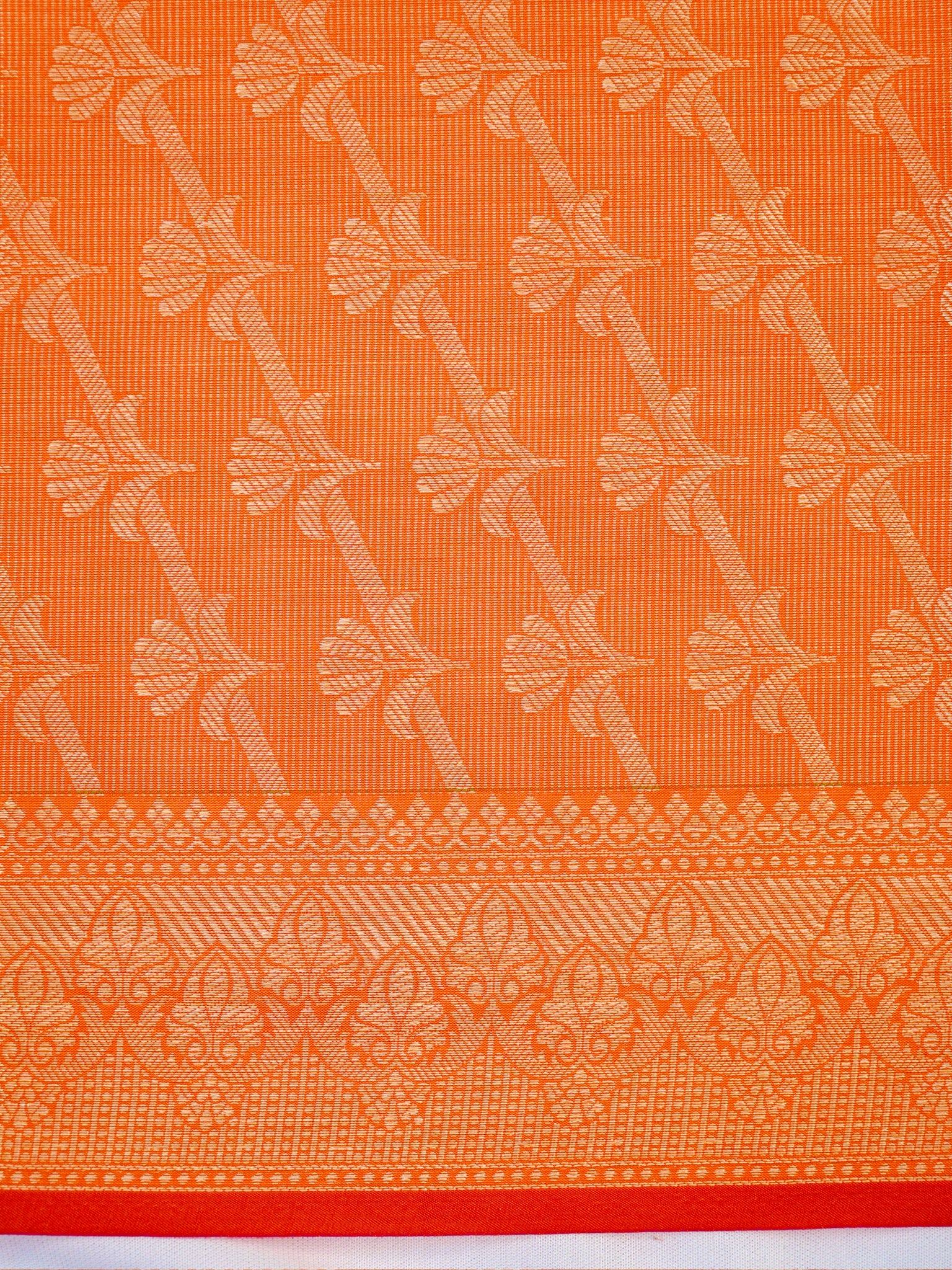 Vibrant Orange Banarasi Soft Kota Silk Saree with Meenakari Zari Buttis