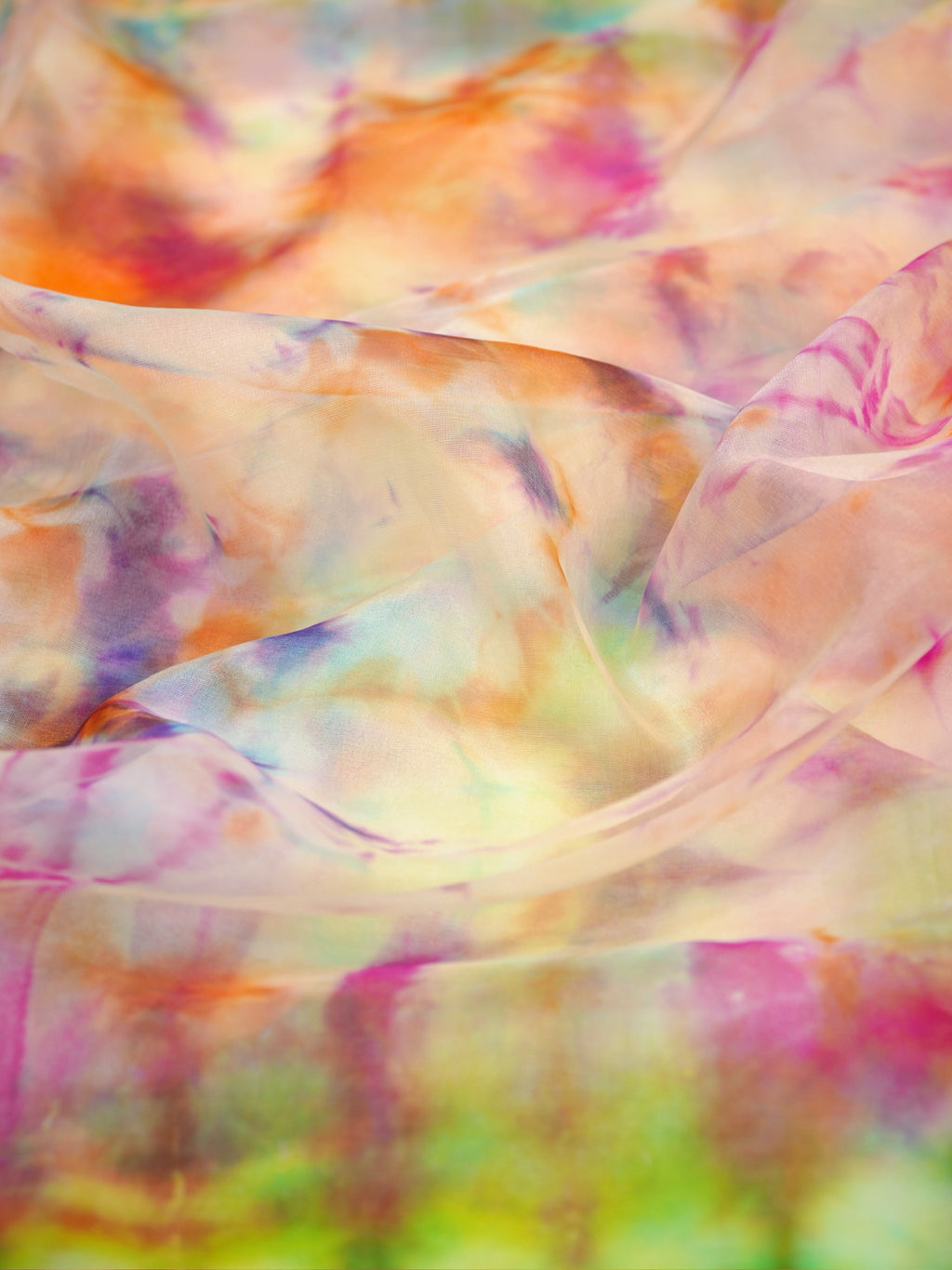 Multicolor Tie-Dye Printed Banarasi Soft Organza Silk Saree with Zari Border