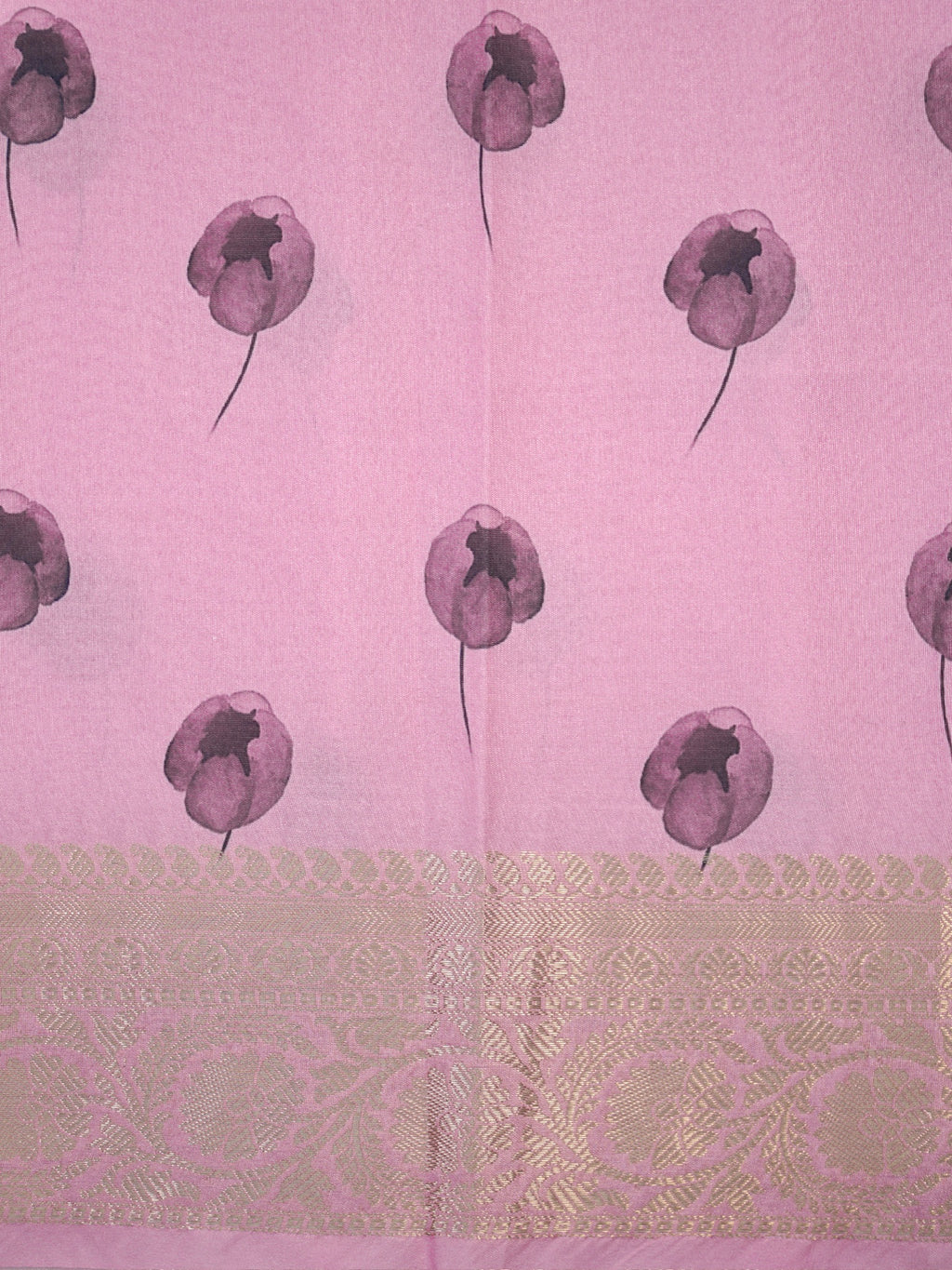 Multicolor Floral Printed Banarasi Soft Organza Silk Saree with Zari Border