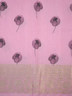 Multicolor Floral Printed Banarasi Soft Organza Silk Saree with Zari Border