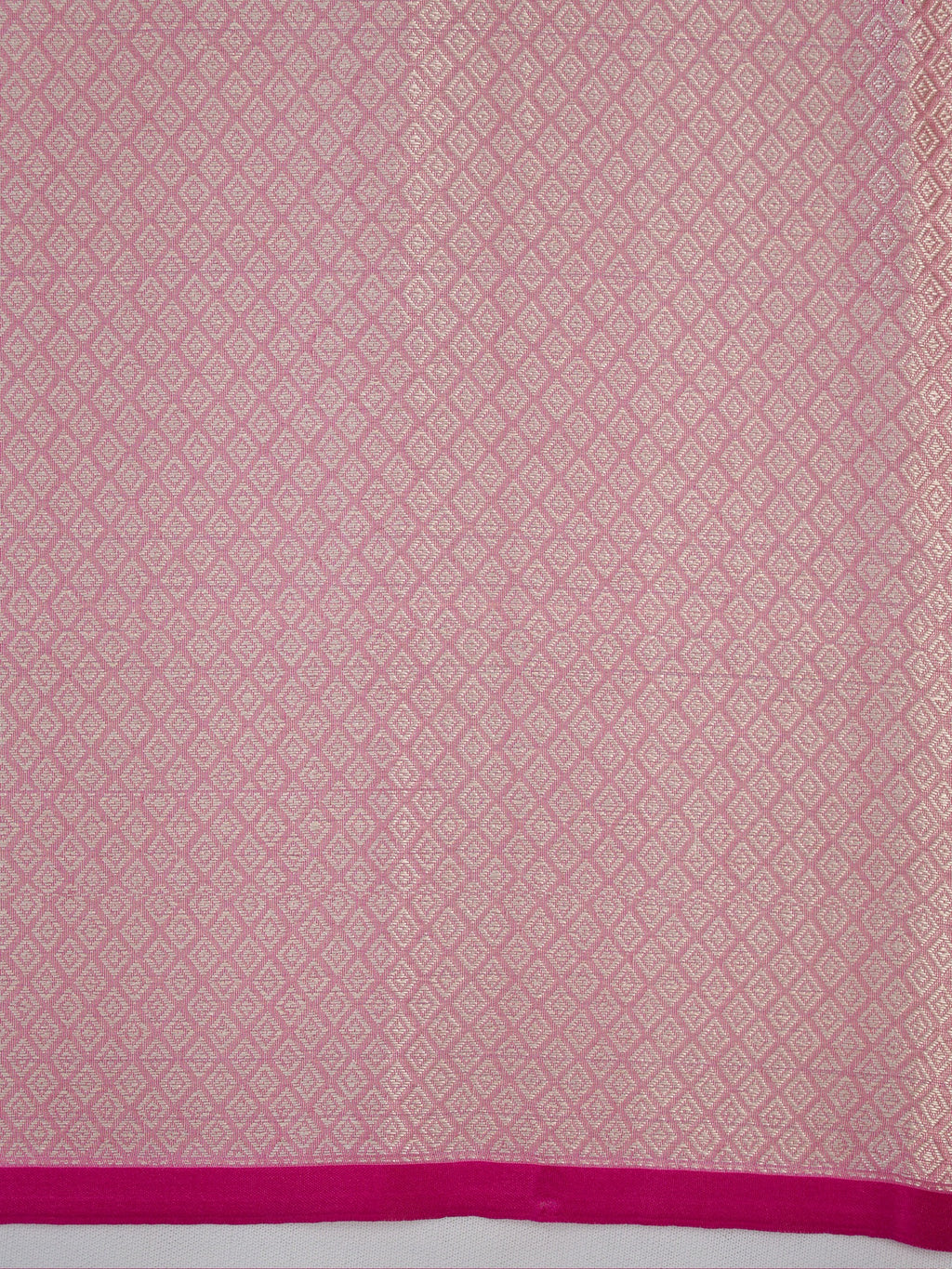 Peach Ivory Woven Checked Banarasi Soft Organza Silk Saree with Zari Border