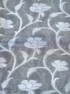 Charcoal Grey & Baby Pink Woven Jaal Banarasi Soft Silk Saree