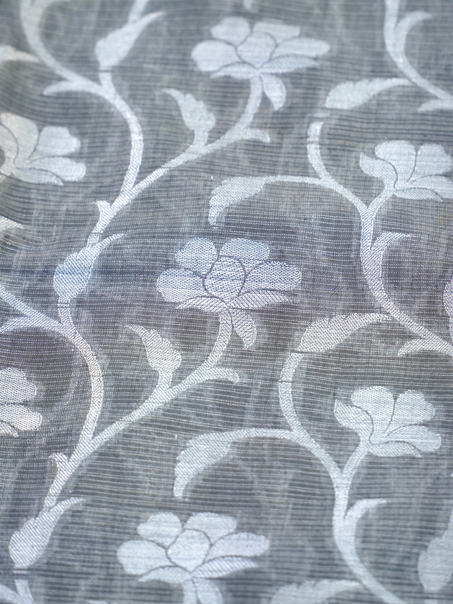 Charcoal Grey & Baby Pink Woven Jaal Banarasi Soft Silk Saree