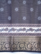 Crimson Ajrakh Printed Banarasi Soft Silk Saree with Antique Zari Border