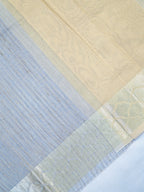 Ash Grey & Beige Banarasi Soft Cotton Silk Saree with Woven Borders