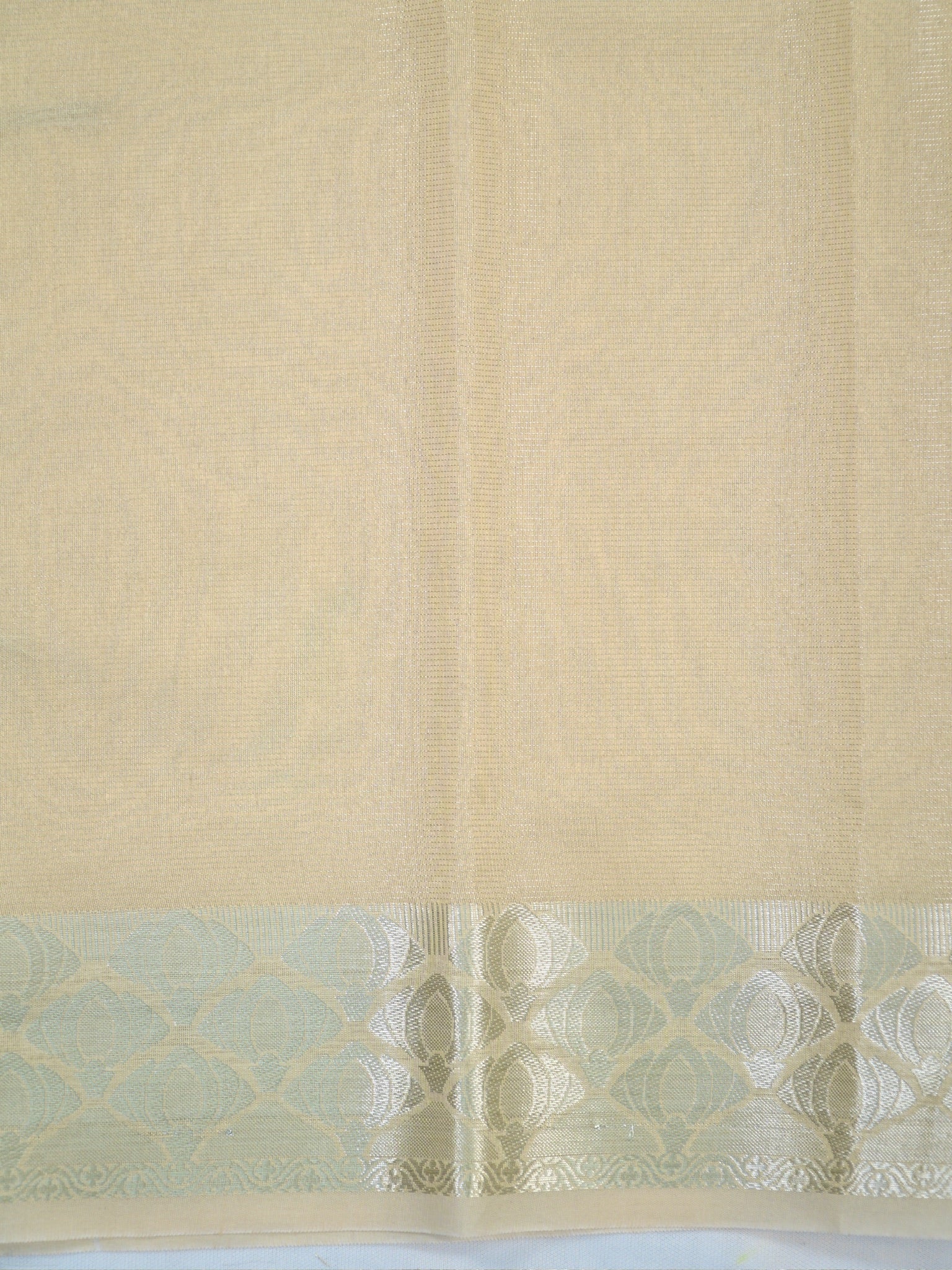 Ash Grey & Beige Banarasi Soft Cotton Silk Saree with Woven Borders