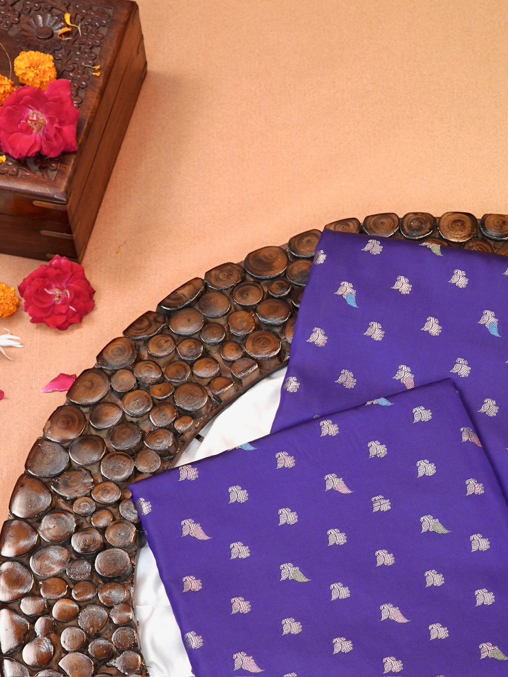 Royal Blue Banarasi Semi Katan Soft Silk Saree with Meenakari Zari Work