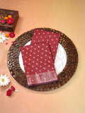 Maroon Red Banarasi Semi Katan Soft Silk Saree with Meenakari Zari Work