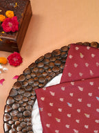 Maroon Red Banarasi Semi Katan Soft Silk Saree with Meenakari Zari Work