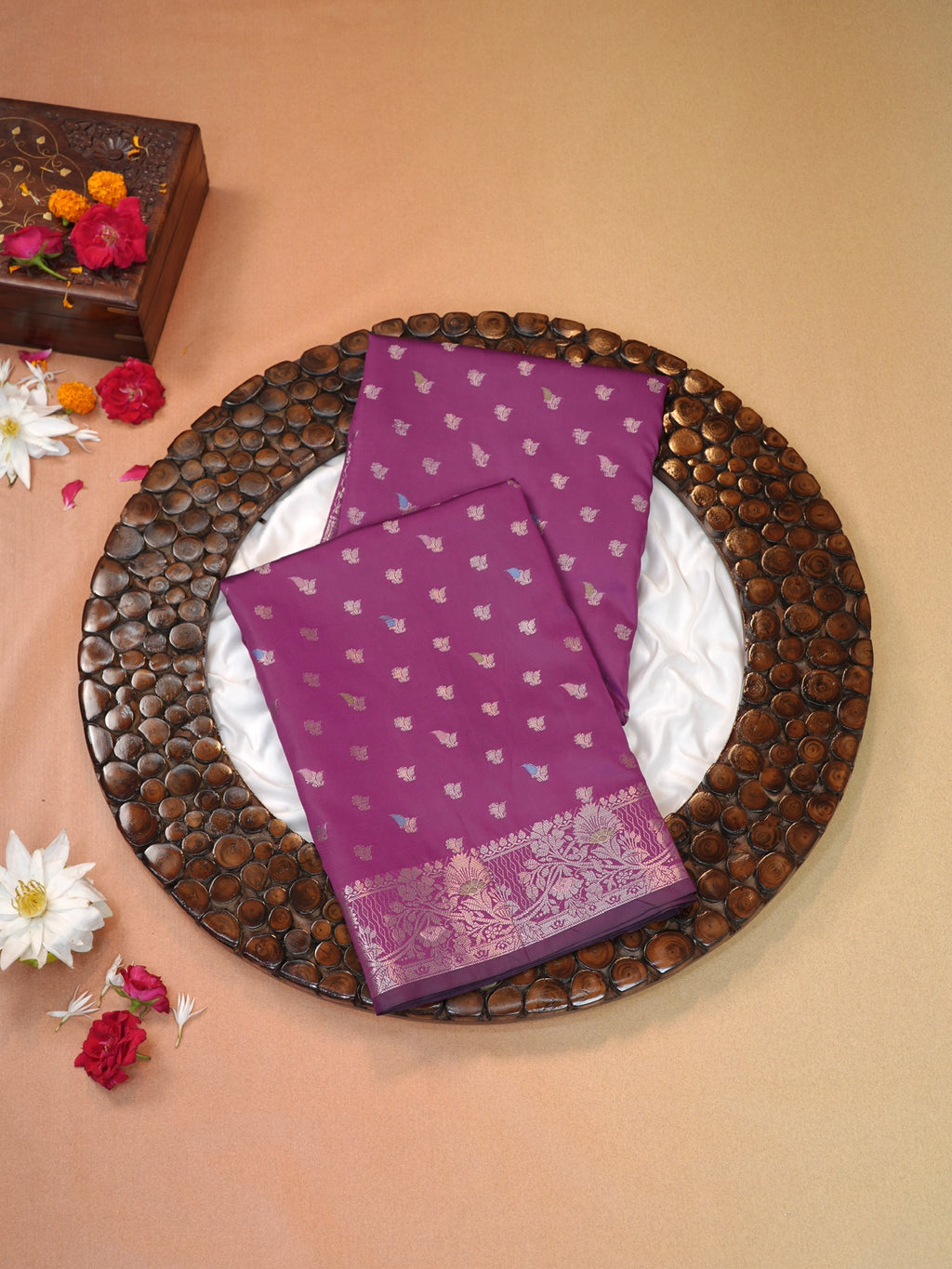 Magenta Banarasi Semi Katan Soft Silk Saree with Meenakari Zari Work