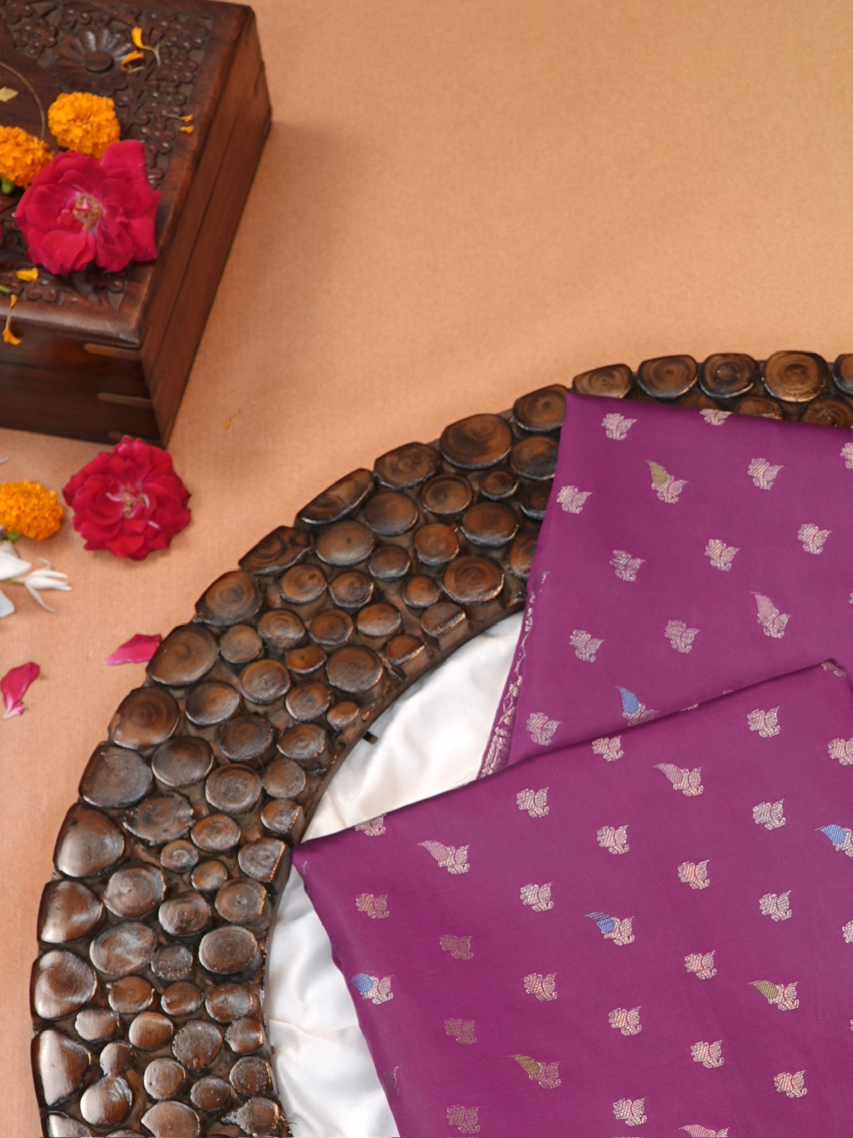 Magenta Banarasi Semi Katan Soft Silk Saree with Meenakari Zari Work