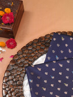 Navy Blue Banarasi Semi Katan Soft Silk Saree with Meenakari Zari Work