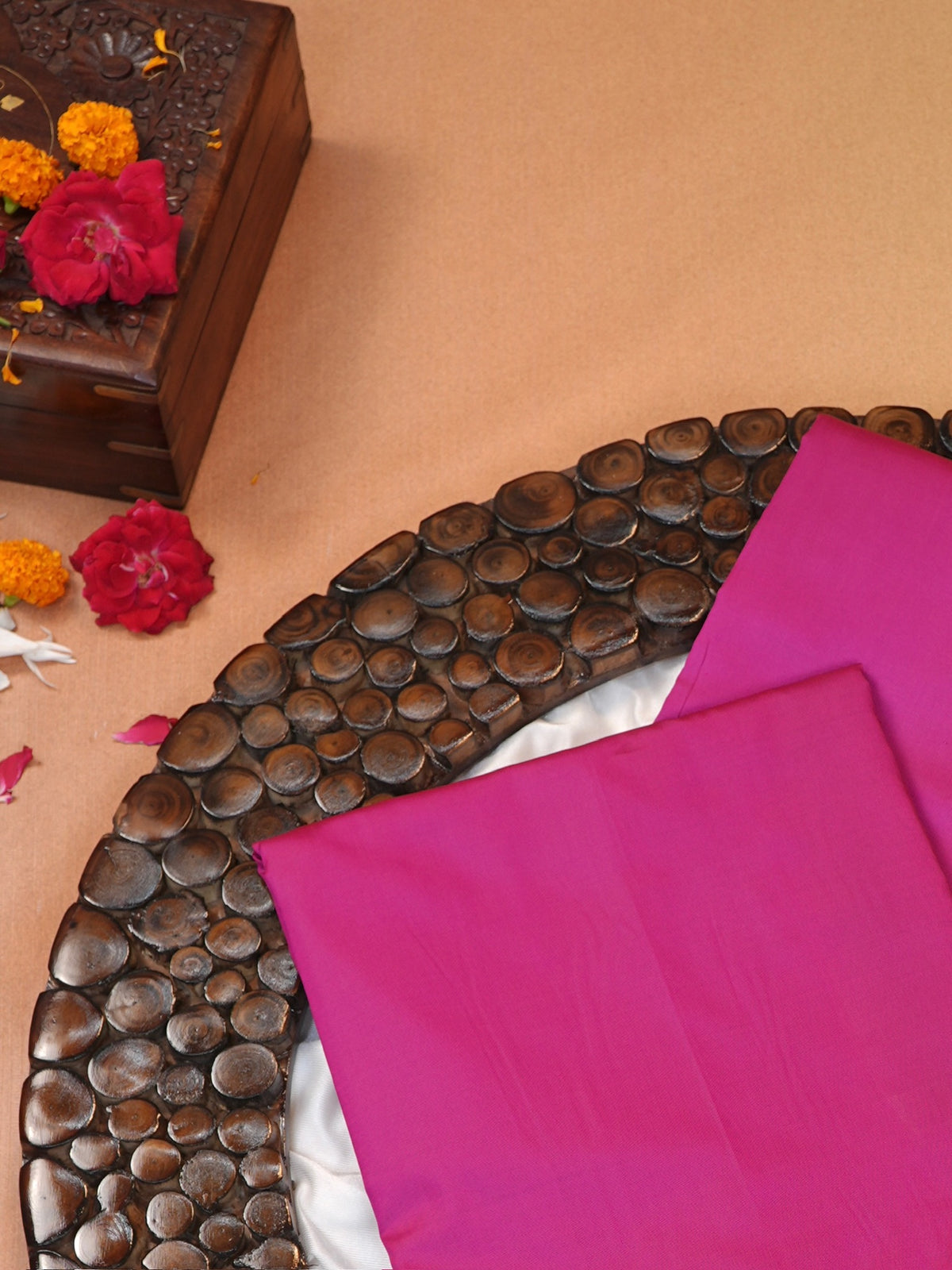 Vibrant Rani Pink Banarasi Semi Katan Silk Saree with Fine Silver Zari Work