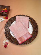 Blush Pink & Coral Banarasi Soft Kota Silk Saree with Zari Work