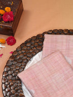 Blush Pink & Coral Banarasi Soft Kota Silk Saree with Zari Work