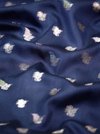 Navy Blue Banarasi Semi Katan Soft Silk Saree with Meenakari Zari Work