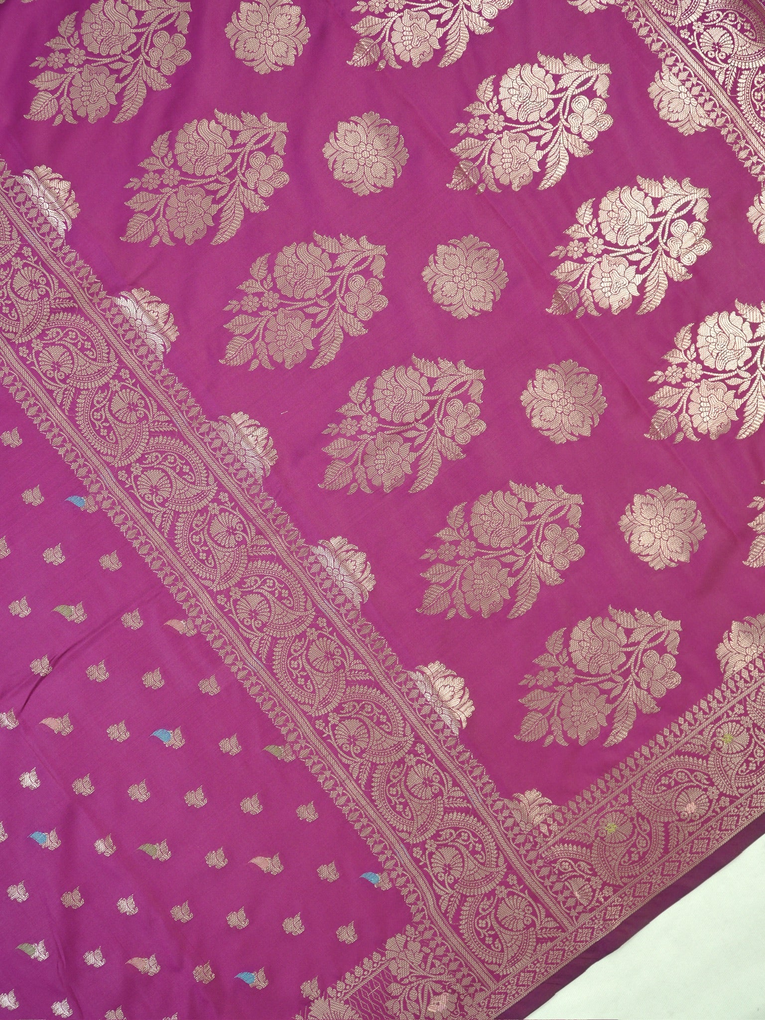 Magenta Banarasi Semi Katan Soft Silk Saree with Meenakari Zari Work