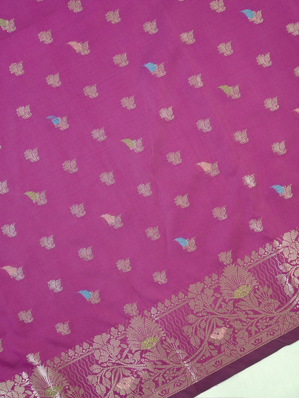 Magenta Banarasi Semi Katan Soft Silk Saree with Meenakari Zari Work