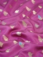 Magenta Banarasi Semi Katan Soft Silk Saree with Meenakari Zari Work