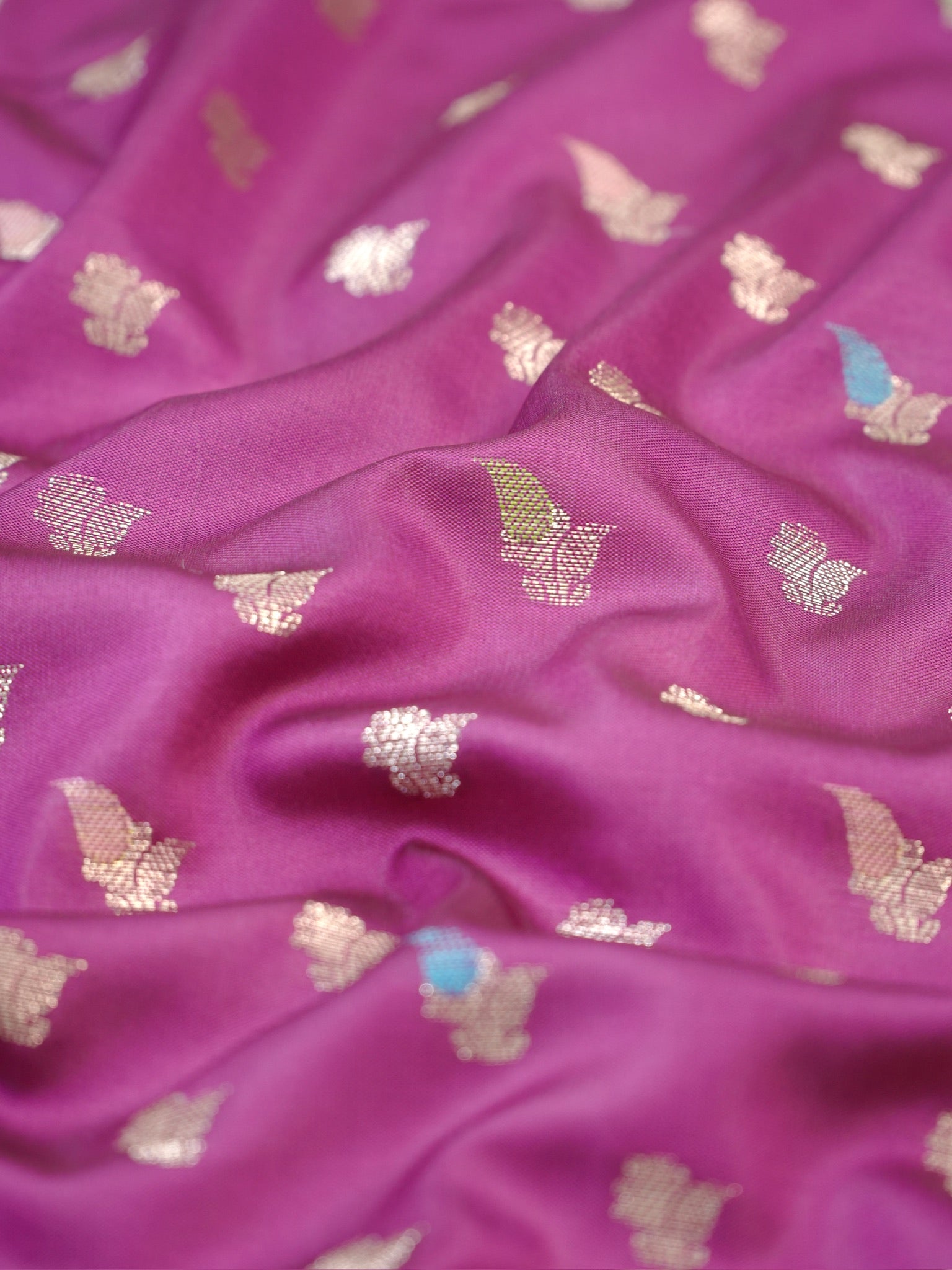Magenta Banarasi Semi Katan Soft Silk Saree with Meenakari Zari Work