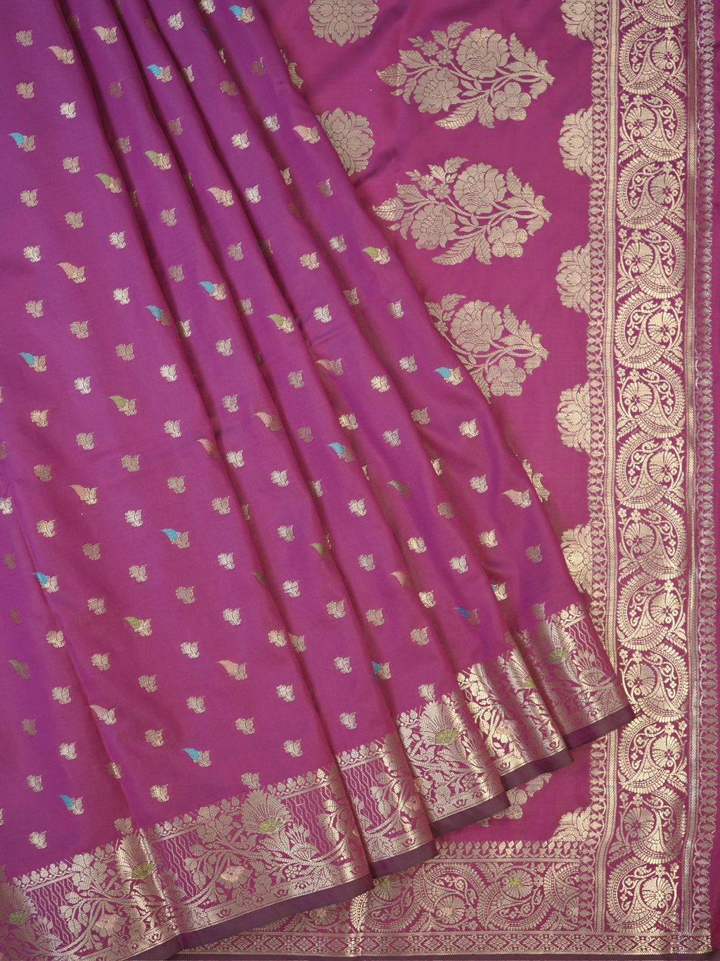 Magenta Banarasi Semi Katan Soft Silk Saree with Meenakari Zari Work