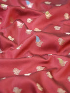 Maroon Red Banarasi Semi Katan Soft Silk Saree with Meenakari Zari Work