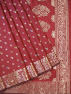 Maroon Red Banarasi Semi Katan Soft Silk Saree with Meenakari Zari Work