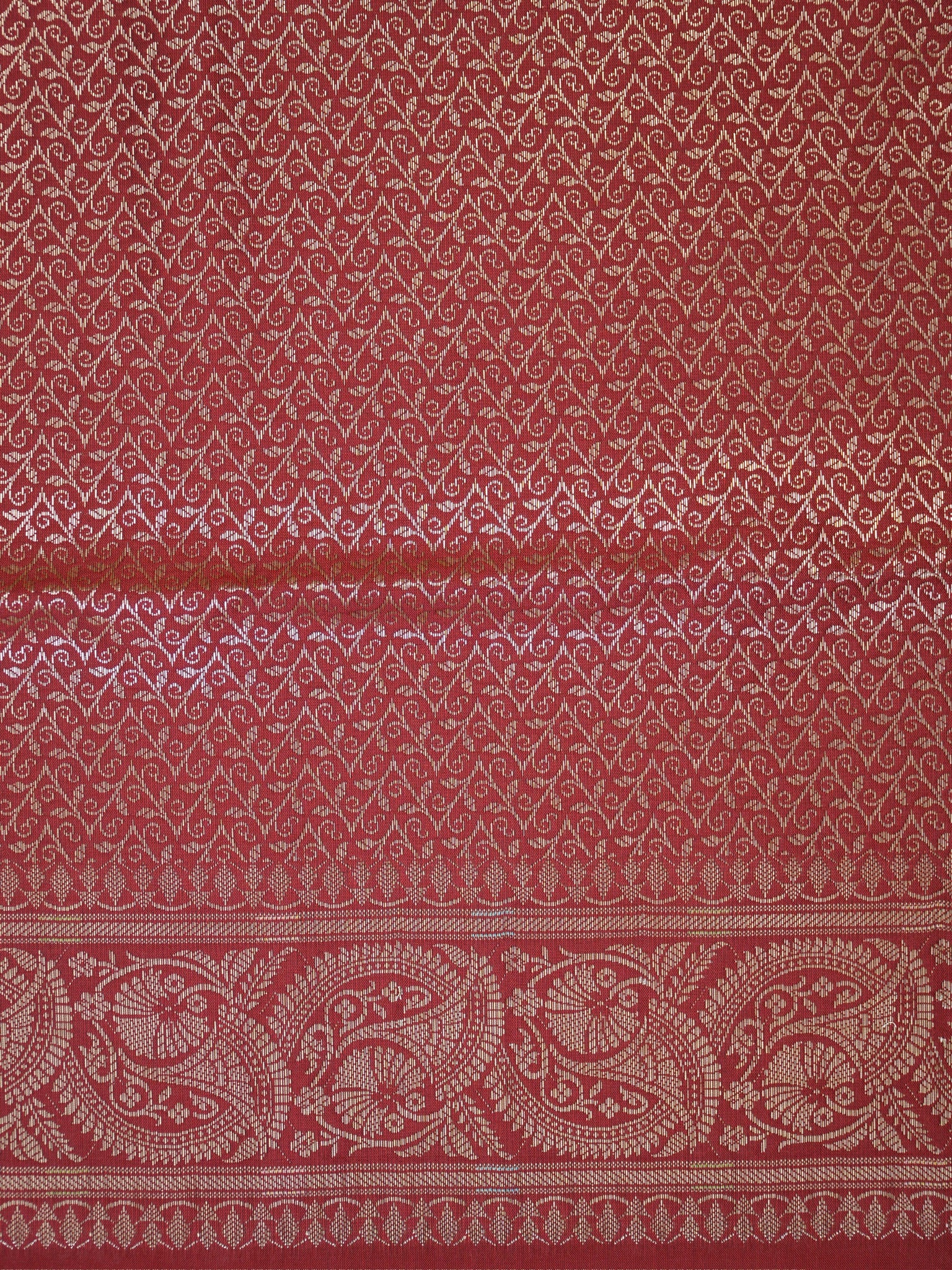 Maroon Red Banarasi Semi Katan Soft Silk Saree with Meenakari Zari Work