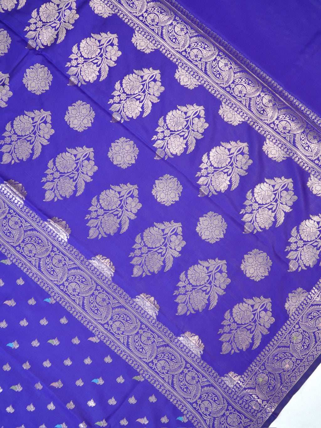 Royal Blue Banarasi Semi Katan Soft Silk Saree with Meenakari Zari Work