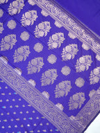 Royal Blue Banarasi Semi Katan Soft Silk Saree with Meenakari Zari Work