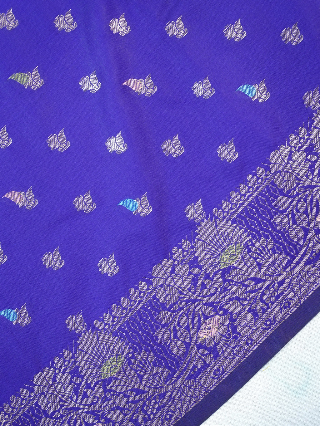 Royal Blue Banarasi Semi Katan Soft Silk Saree with Meenakari Zari Work