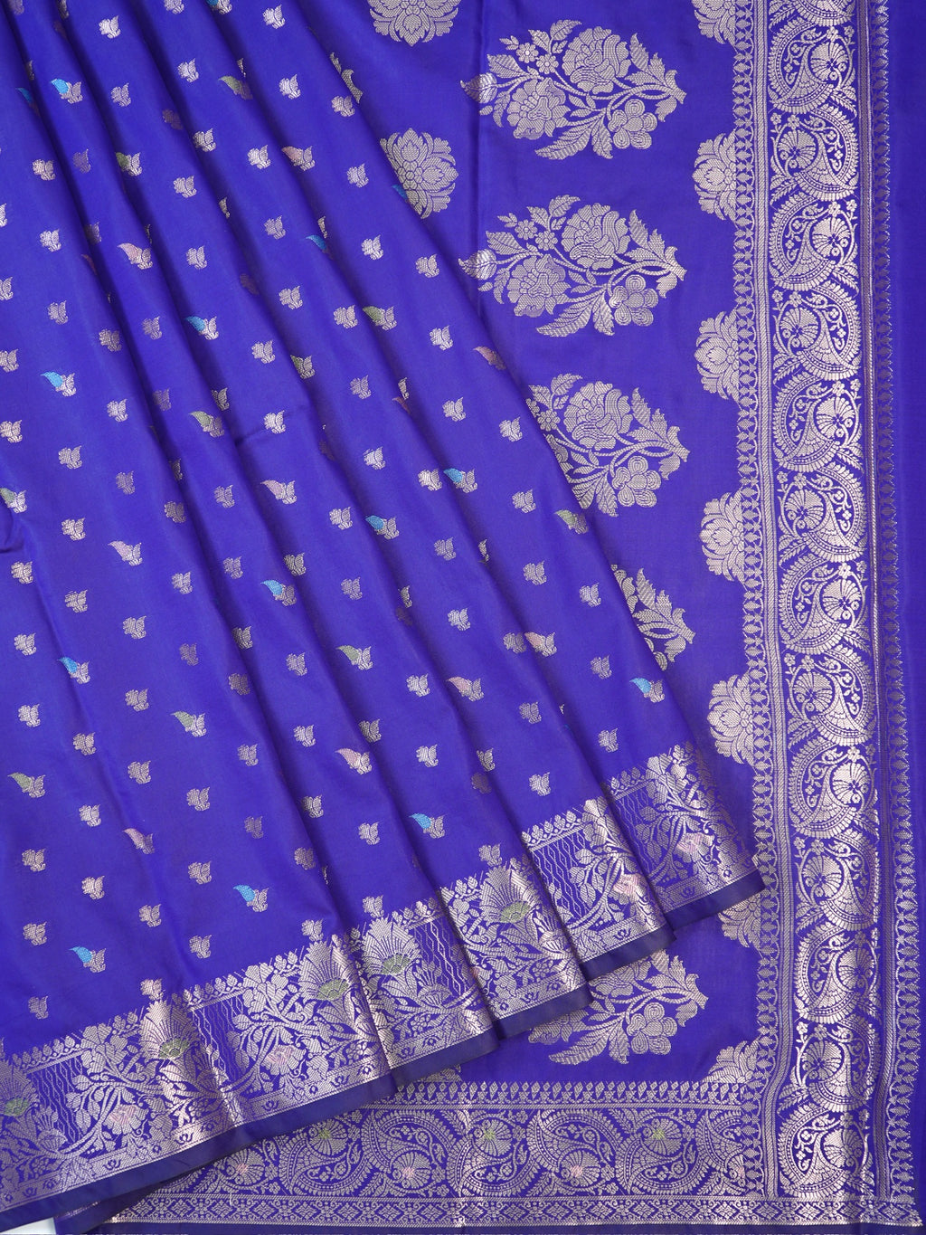 Royal Blue Banarasi Semi Katan Soft Silk Saree with Meenakari Zari Work