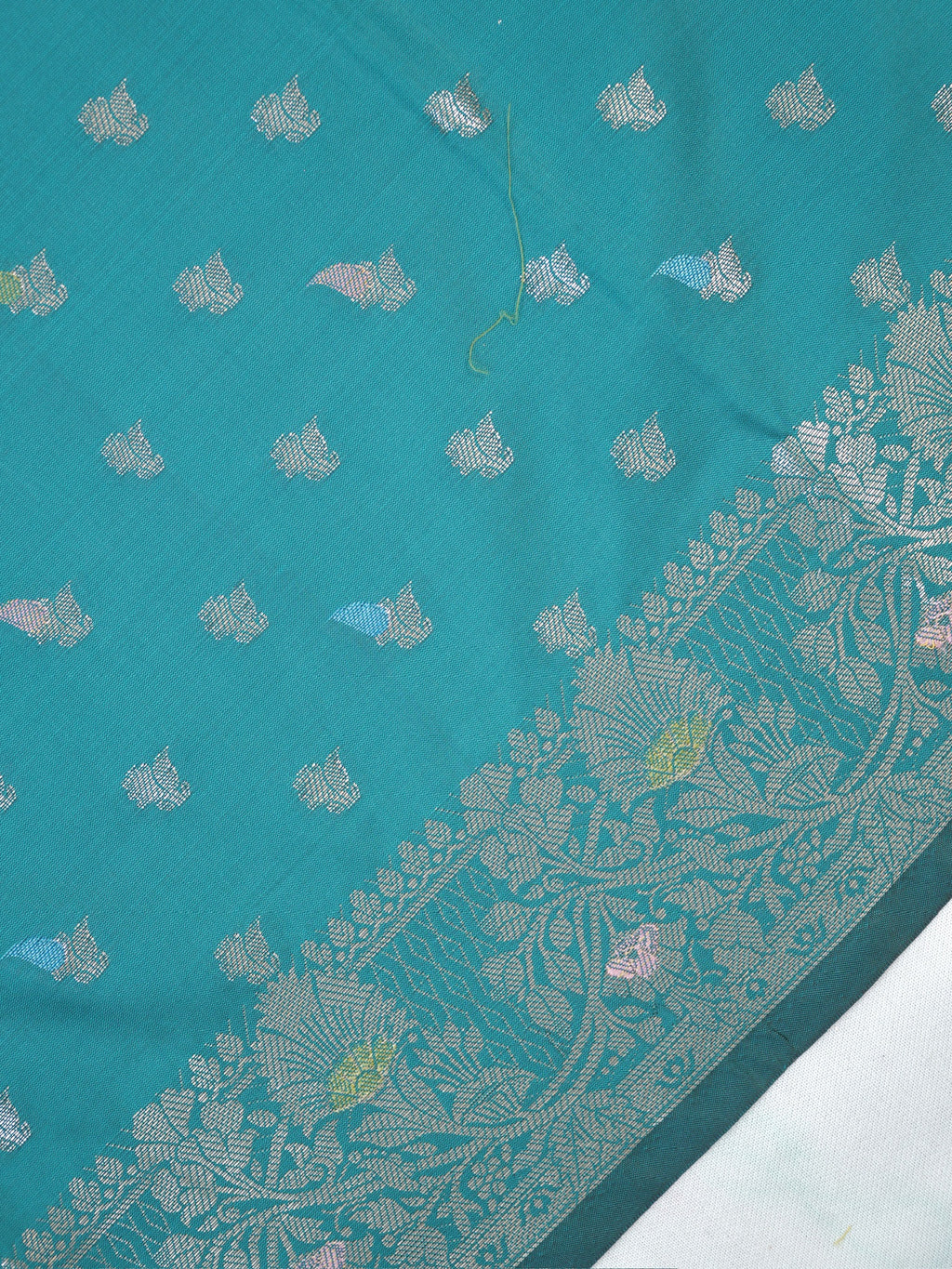 Teal Blue Banarasi Semi Katan Soft Silk Saree