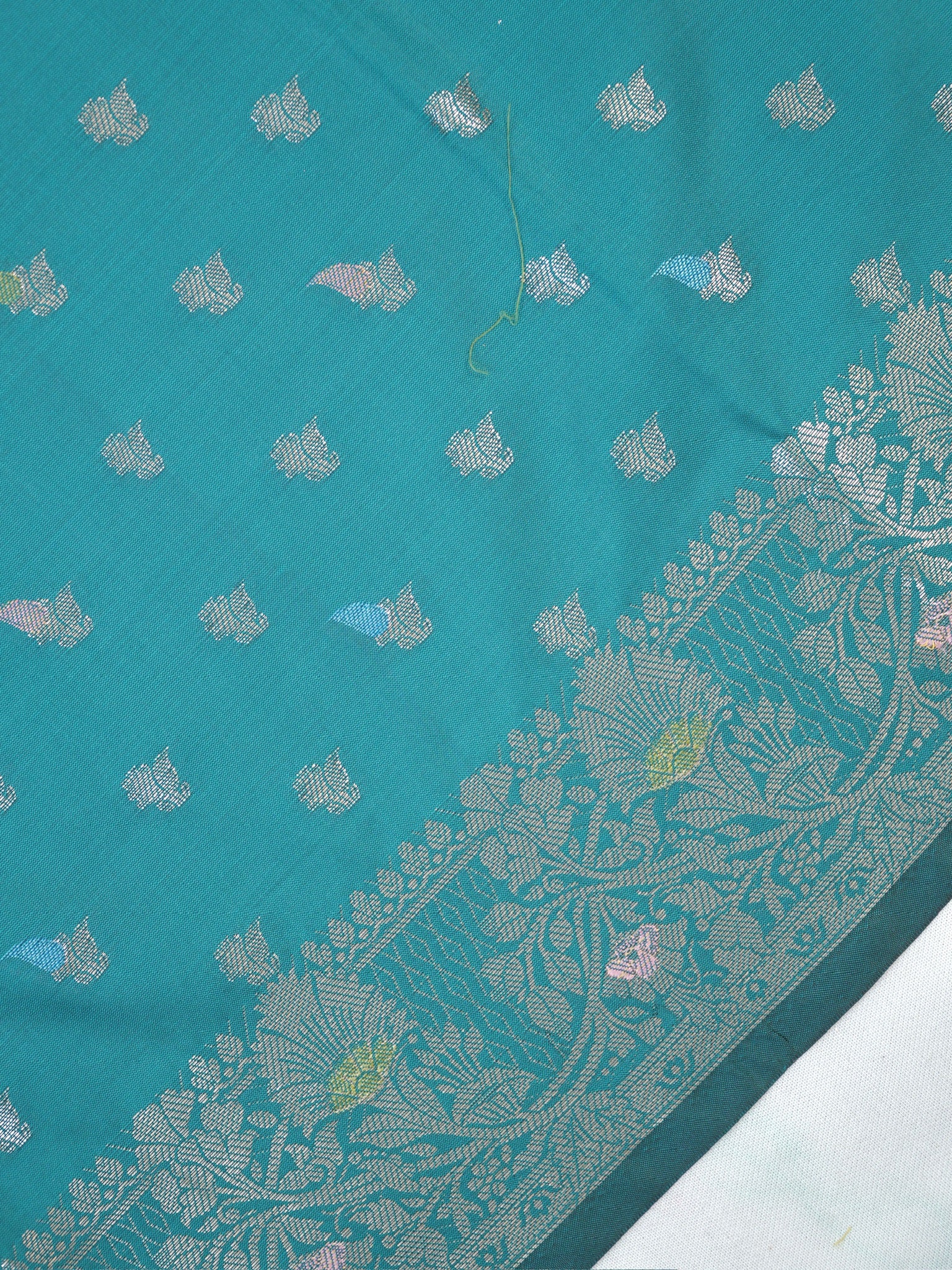 Teal Blue Banarasi Semi Katan Soft Silk Saree