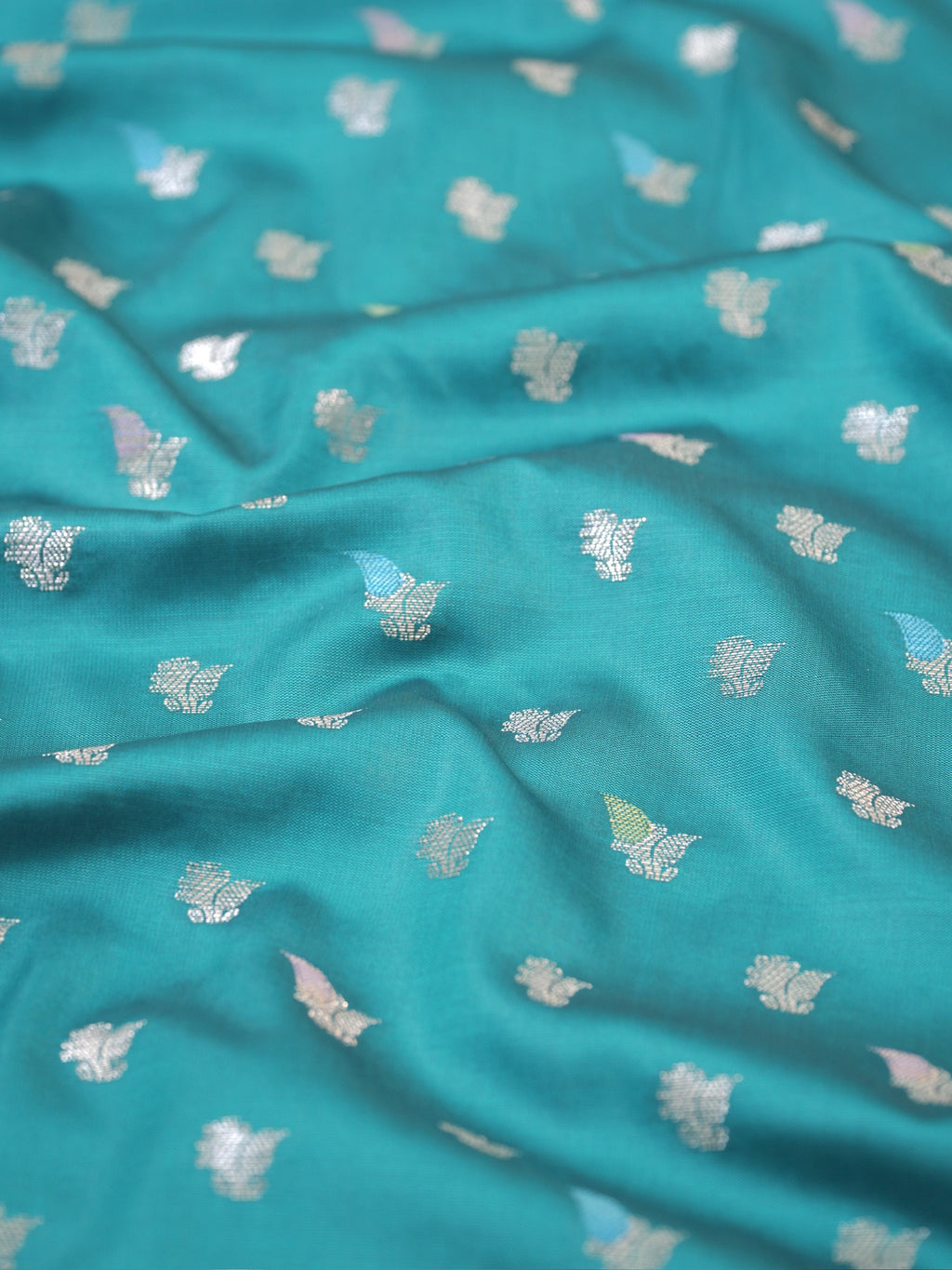 Teal Blue Banarasi Semi Katan Soft Silk Saree