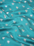 Teal Blue Banarasi Semi Katan Soft Silk Saree