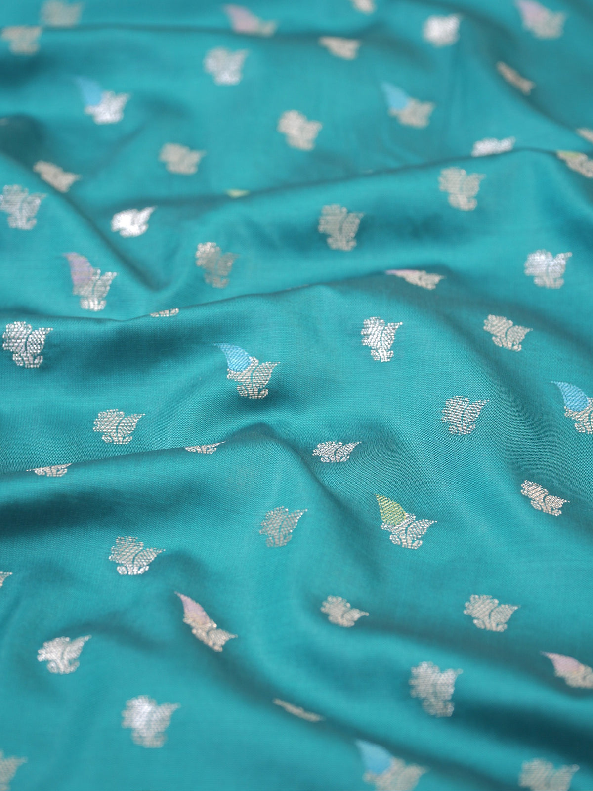 Teal Blue Banarasi Semi Katan Soft Silk Saree