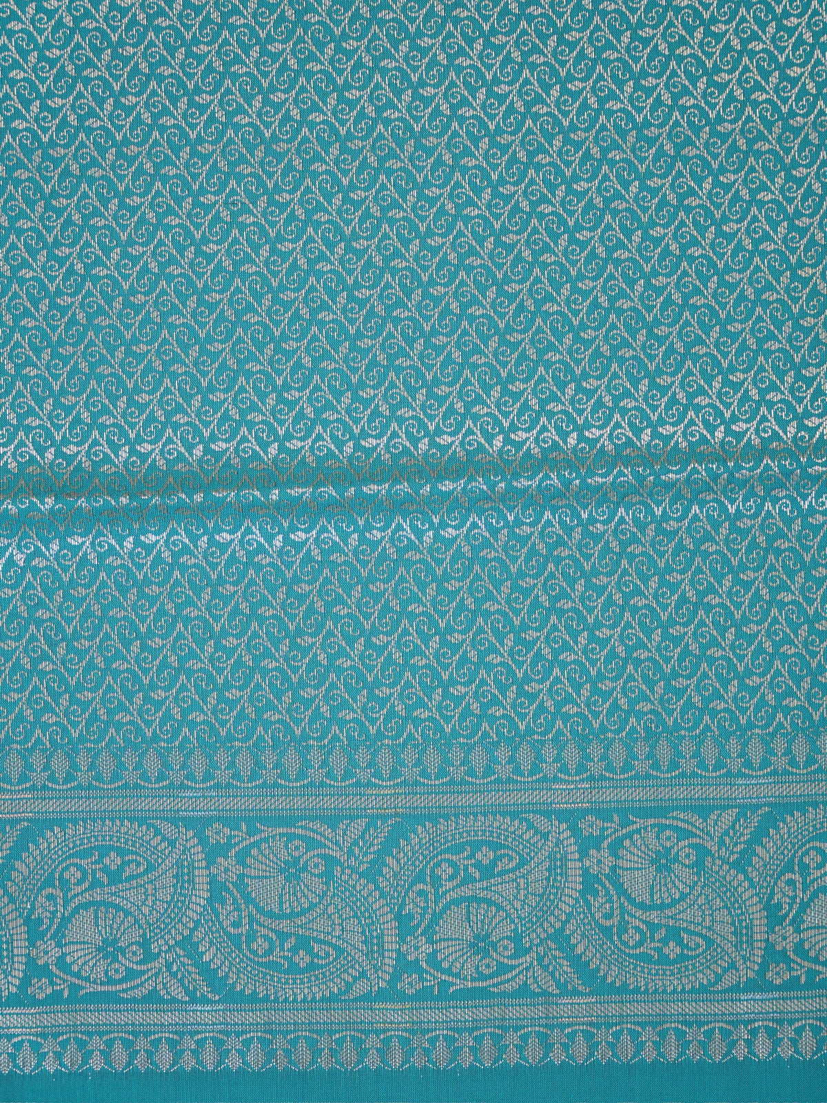 Teal Blue Banarasi Semi Katan Soft Silk Saree